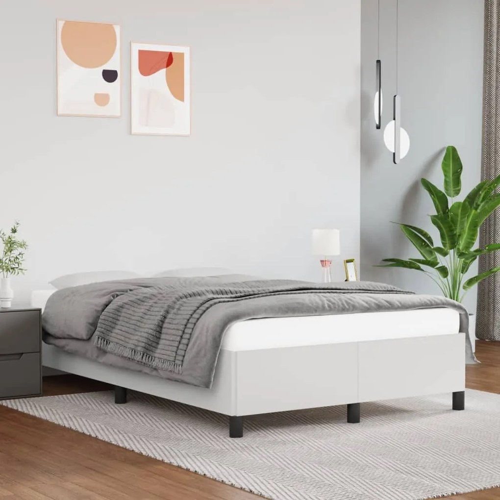Estrutura de cama sem colchão 120x190cm couro do falso branco