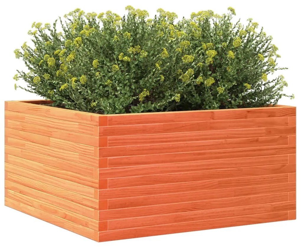 Vaso/floreira de jardim 90x90x46 cm pinho maciço castanho-mel