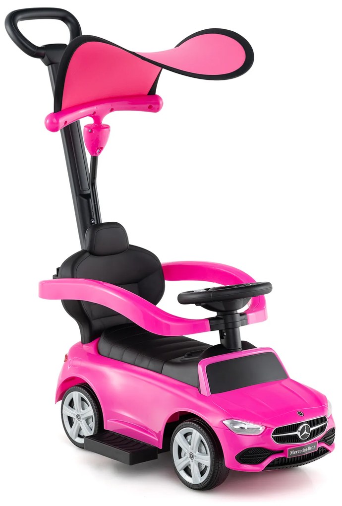 Carrinho de passeio 3 em 1 com capota ajustável e barra de direção - branco