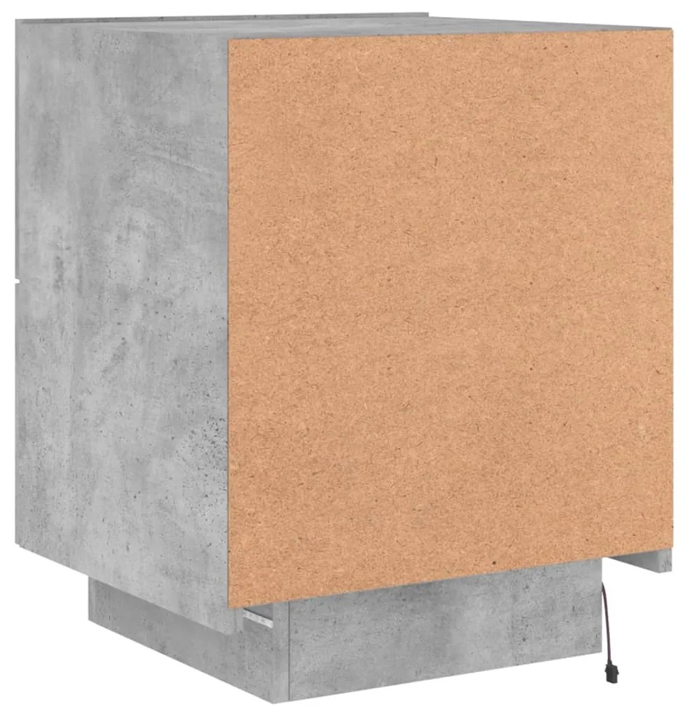 Mesa de cabeceira c/ luzes LED derivados madeira cinza cimento