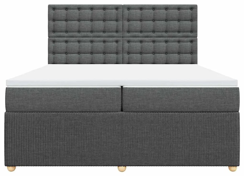 Cama com molas/colchão 200x200 cm tecido cinzento-escuro