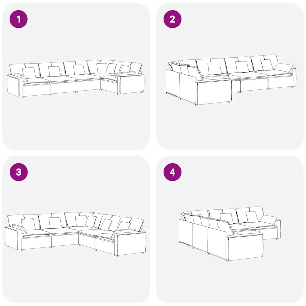 Sofá modular com almofadas veludo cinzento-escuro