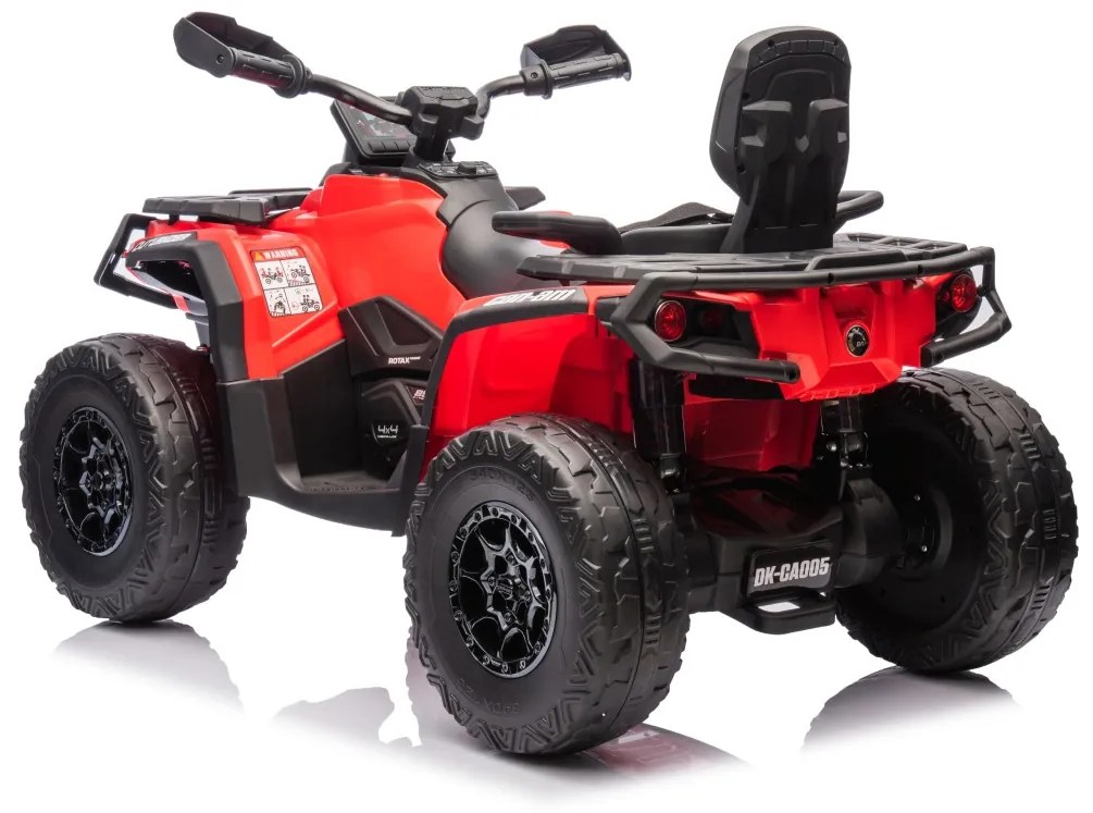 Moto 4 elétrica para crianças 12V Can Am Outlander 4×4 200W rodas Espuma EVA, assento couro Carga até 50Kg Vermelha