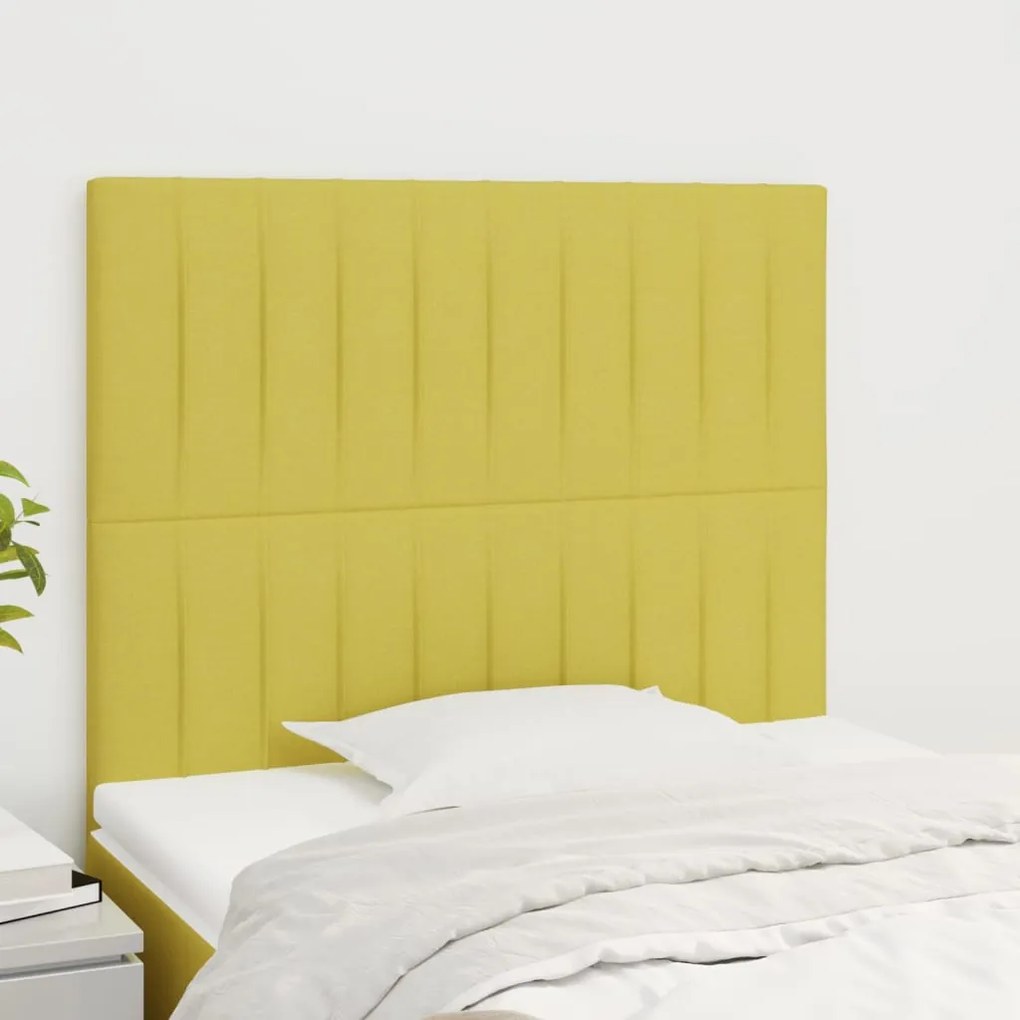 vidaXL Cabeceira de cama 2 pcs tecido 80x5x78/88 cm verde