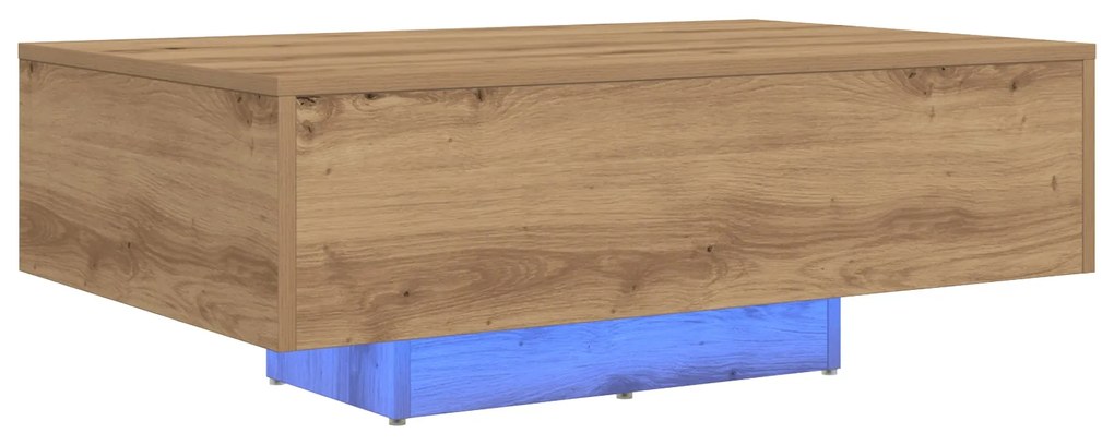 Mesa de centro vidaXL com luzes LED Carvalho Artesanal 85x55x31 cm