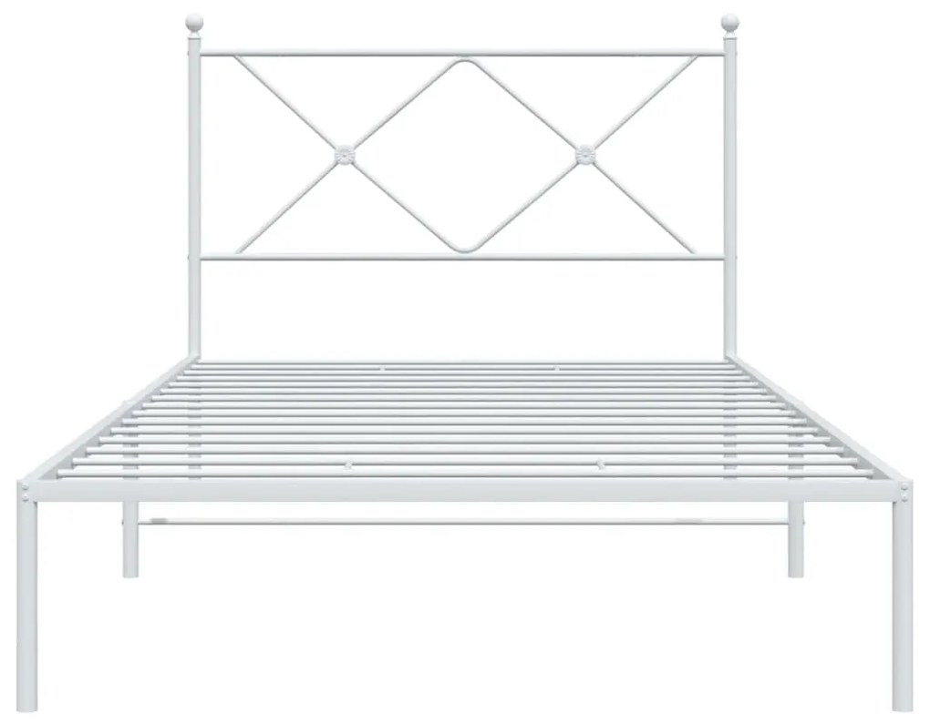 Estrutura de cama com cabeceira 100x200 cm metal branco