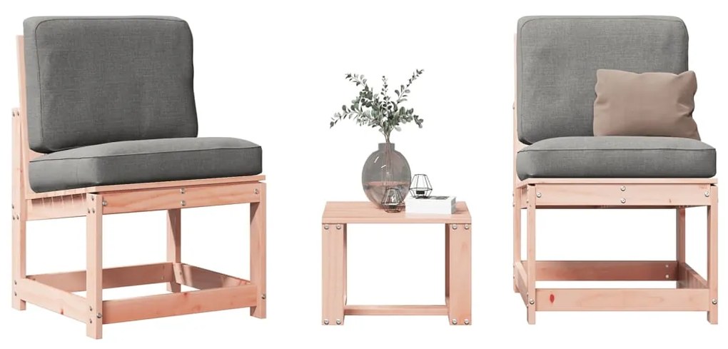 vidaXL 3 pcs conjunto lounge de jardim madeira de douglas maciça