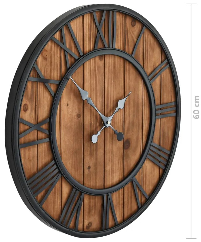 Relógio de parede c/ movimento quartzo madeira e metal 60cm XXL