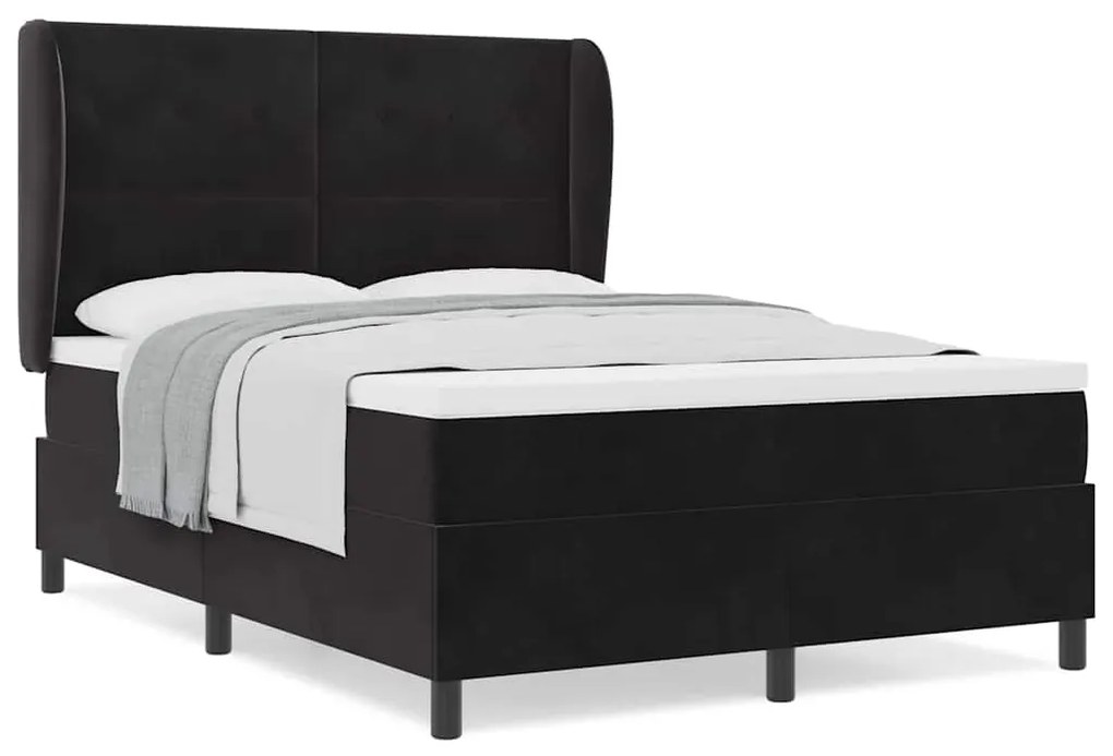 Cama Box com colchão preto 140 x 200 cm em veludo