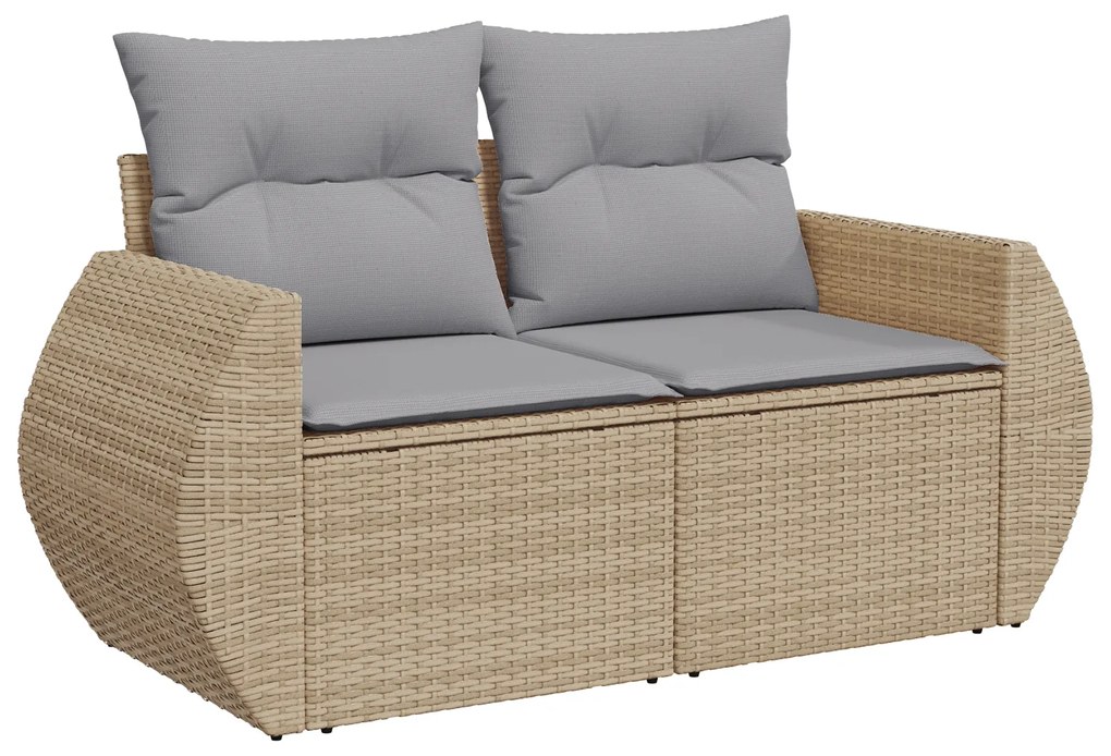 Conjunto de Sofá de Jardim de 11 Peças com Almofadas Bege Poli Rattan
