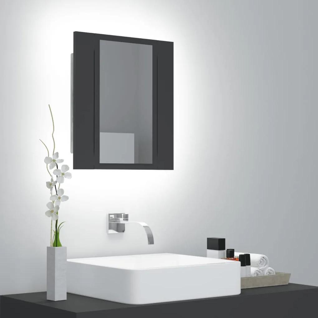 804950 vidaXL Armário espelhado casa de banho LED 40x12x45 cm cinzento