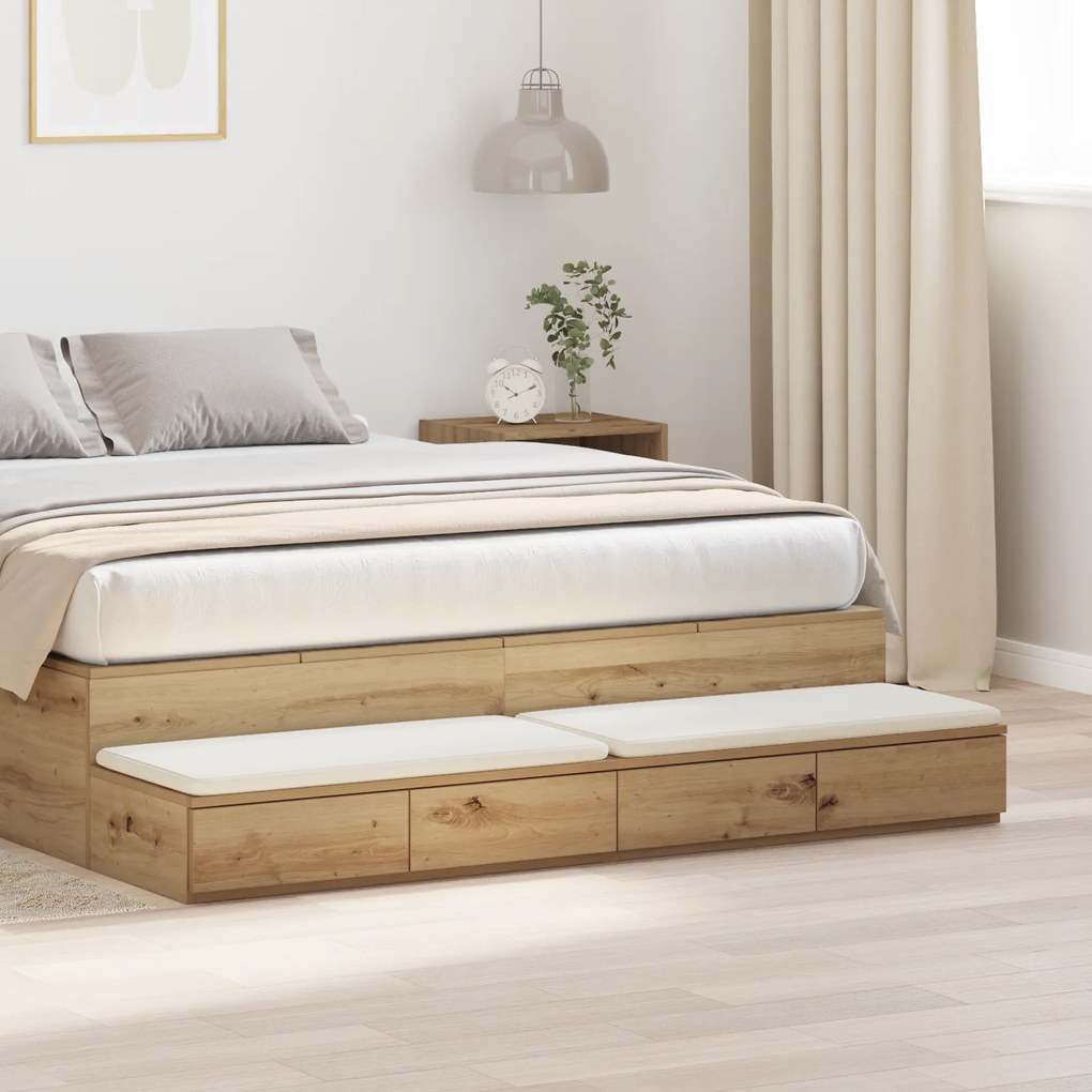 vidaXL Cômoda de cama Carvalho Artesanal 150x36,5x16,5 cm Madeira Reconstituída