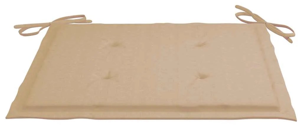 Cadeiras de jardim c/ almofadões beges 6 pcs teca maciça