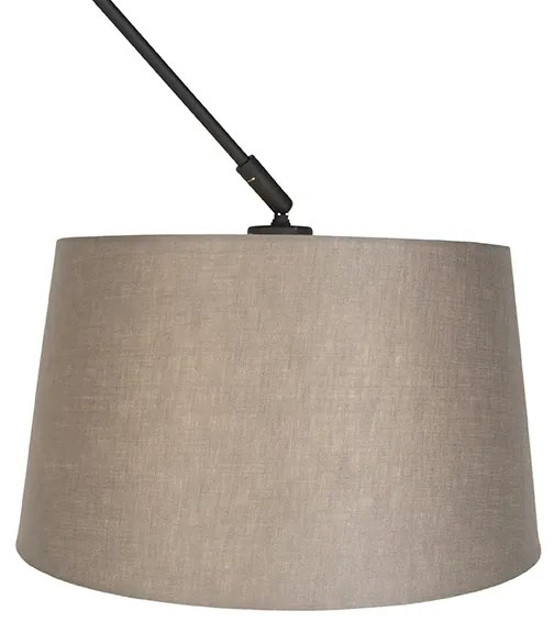 Candeeiro de suspensão preto com abajur de linho bege 35 cm - Blitz Country / Rústico