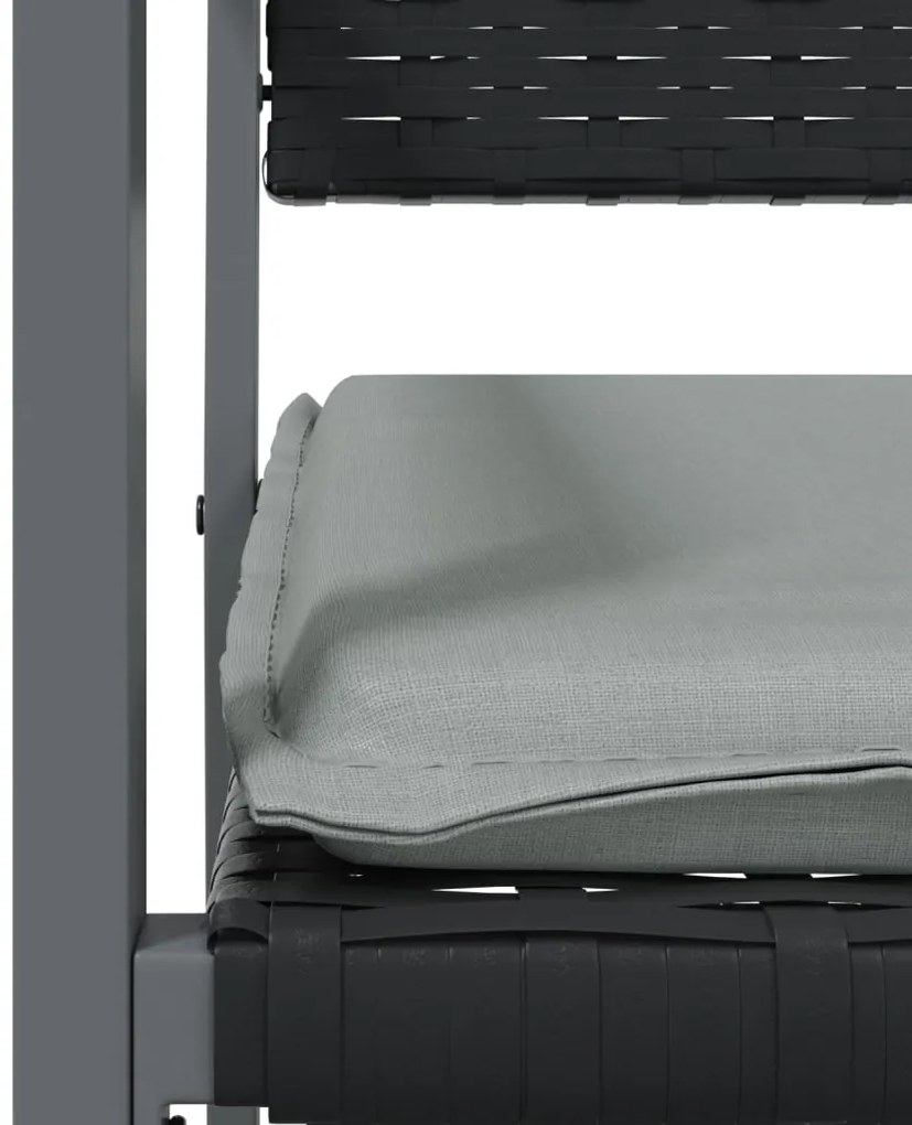 3 pcs conjunto de jantar p/ jardim c/ almofadões vime PE e aço