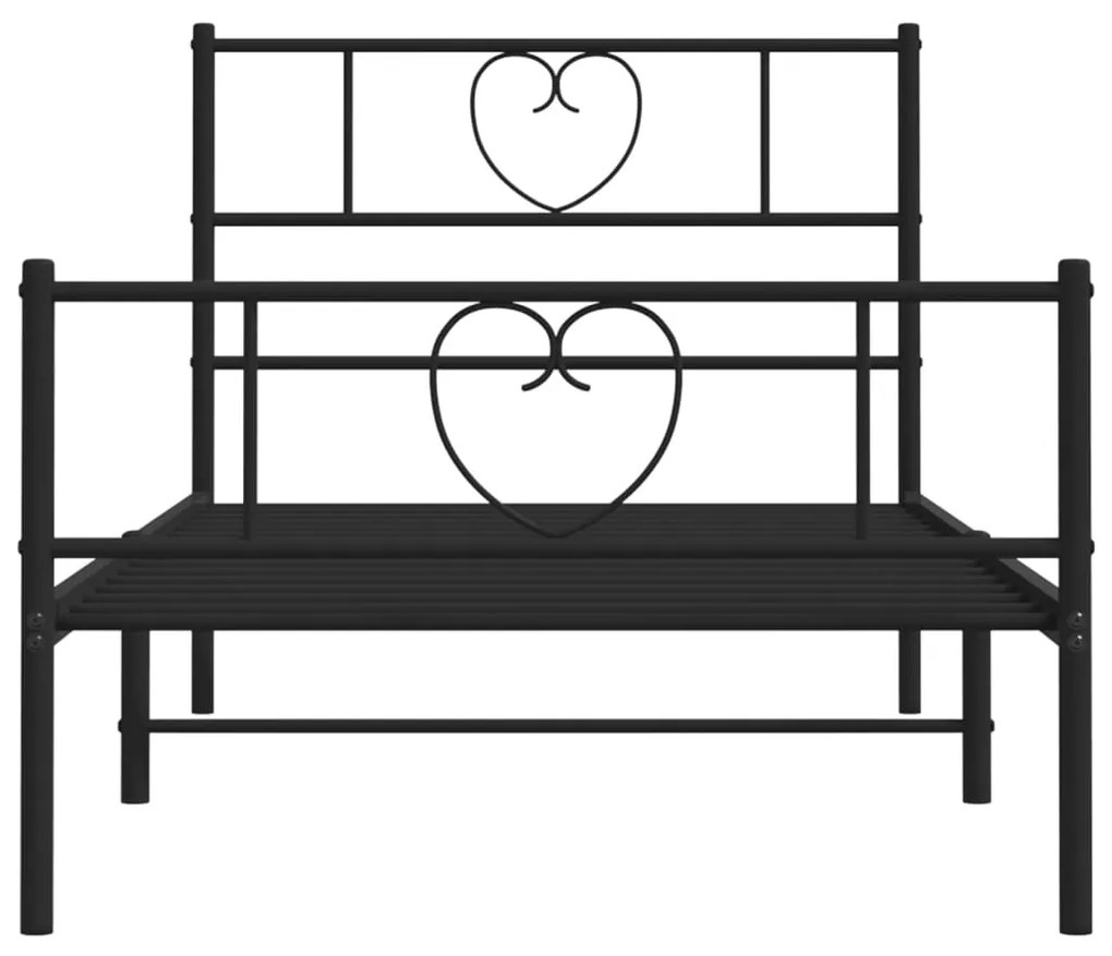 Estrutura de cama com cabeceira e pés 90x190 cm metal preto