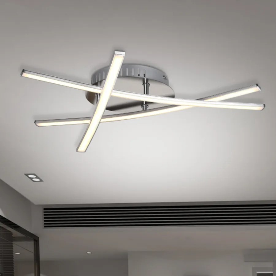 Candeeiro de teto LED Trekant com 3 lâmpadas 45 x 45 x 9 cm Prateado
