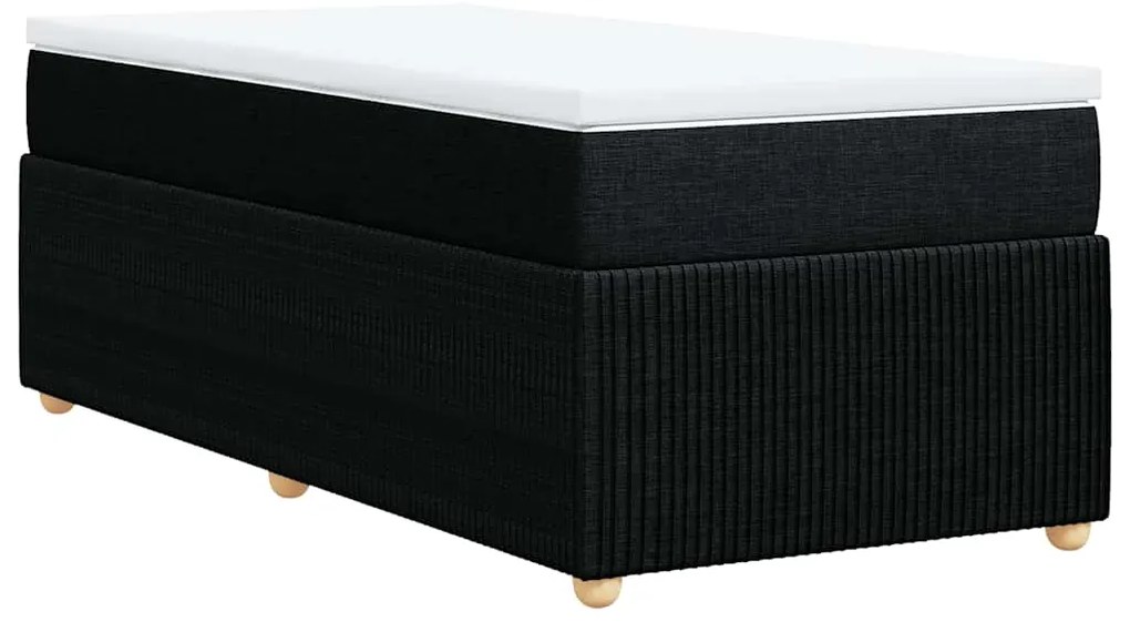 Cama com molas/colchão 100x200 cm tecido preto