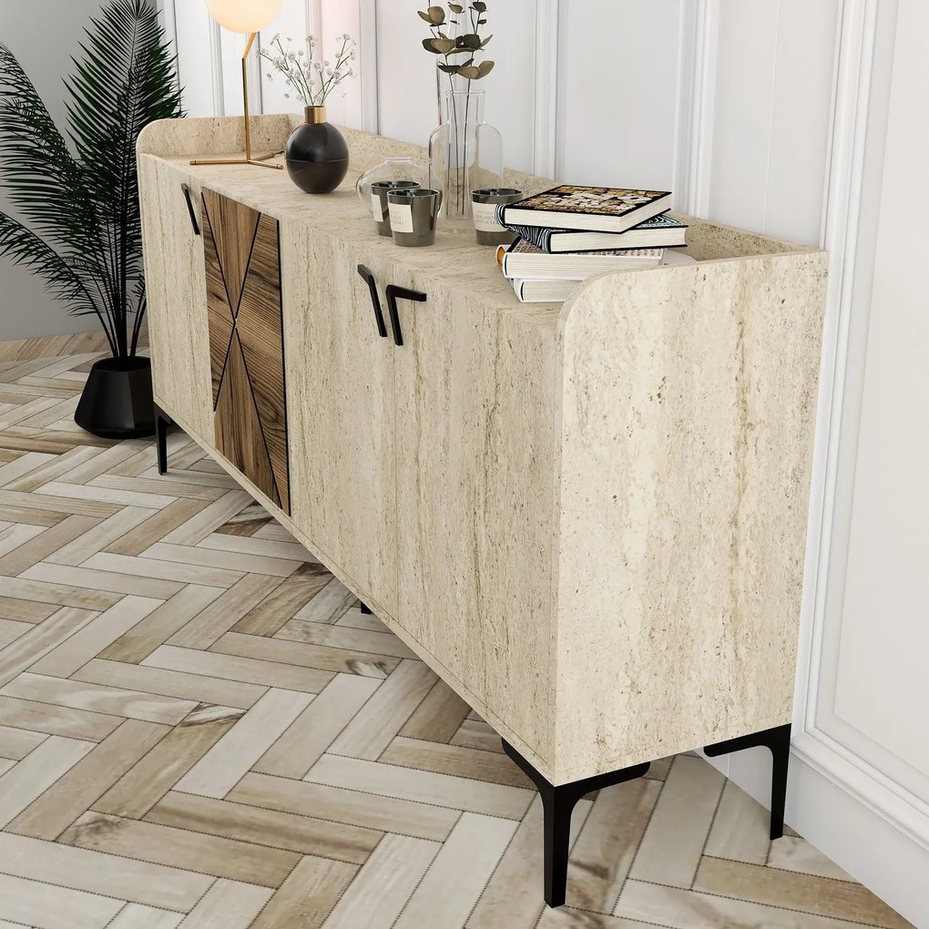 Console Venedik – Walnut Travertine – 180x78x35 cm