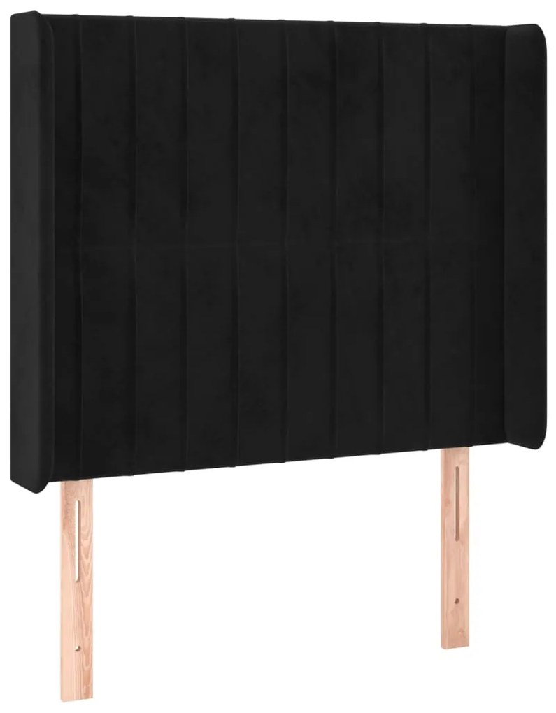 Cabeceira de cama c/ luzes LED veludo 93x16x118/128 cm preto