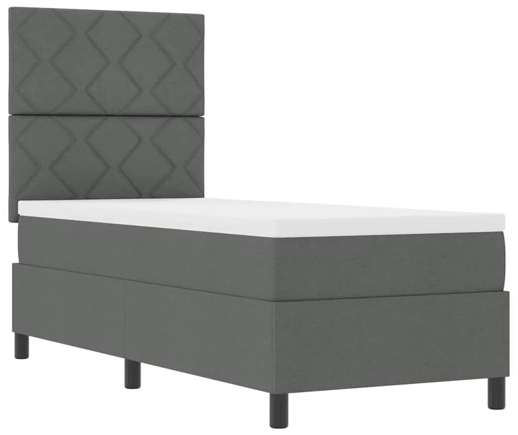 Cama Box Spring com Colchão Cinza Escuro 80x200 cm Tecido