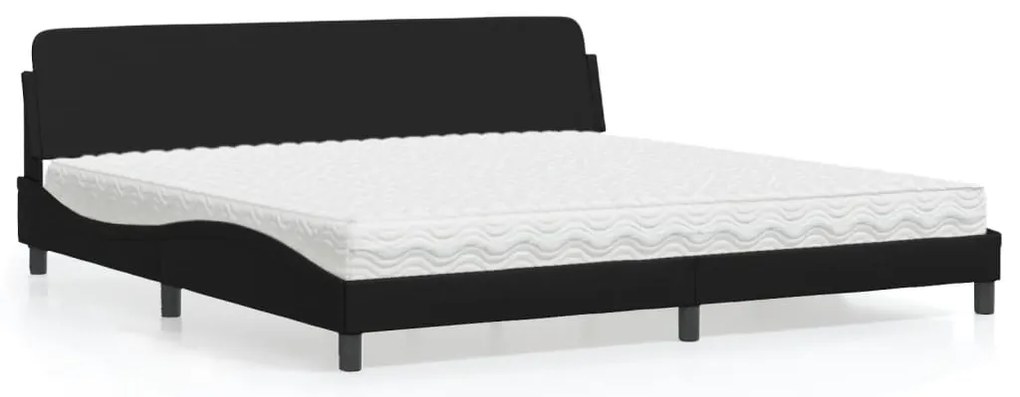 vidaXL Cama com colchão Dover 200x200 cm couro artificial preto