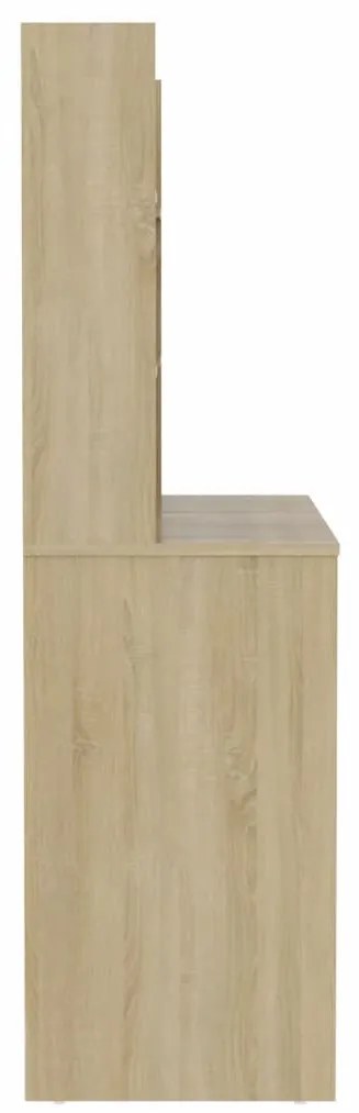 Mesa de maquilhagem c/ luzes LED 100x40x135 cm MDF cor carvalho