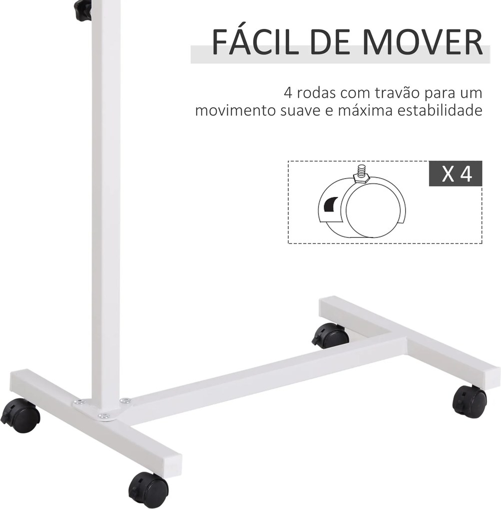 Mesa Auxiliar com Rodas para Sofá e Cama Altura Ajustável e Estrutura de Aço 77x40x76-100 cm Nogueira Escura