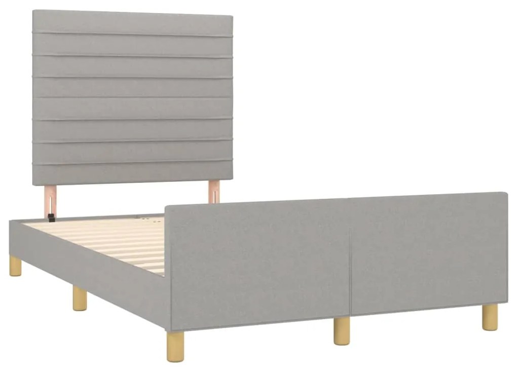Estrutura de cama sem colchão cinza claro tecido