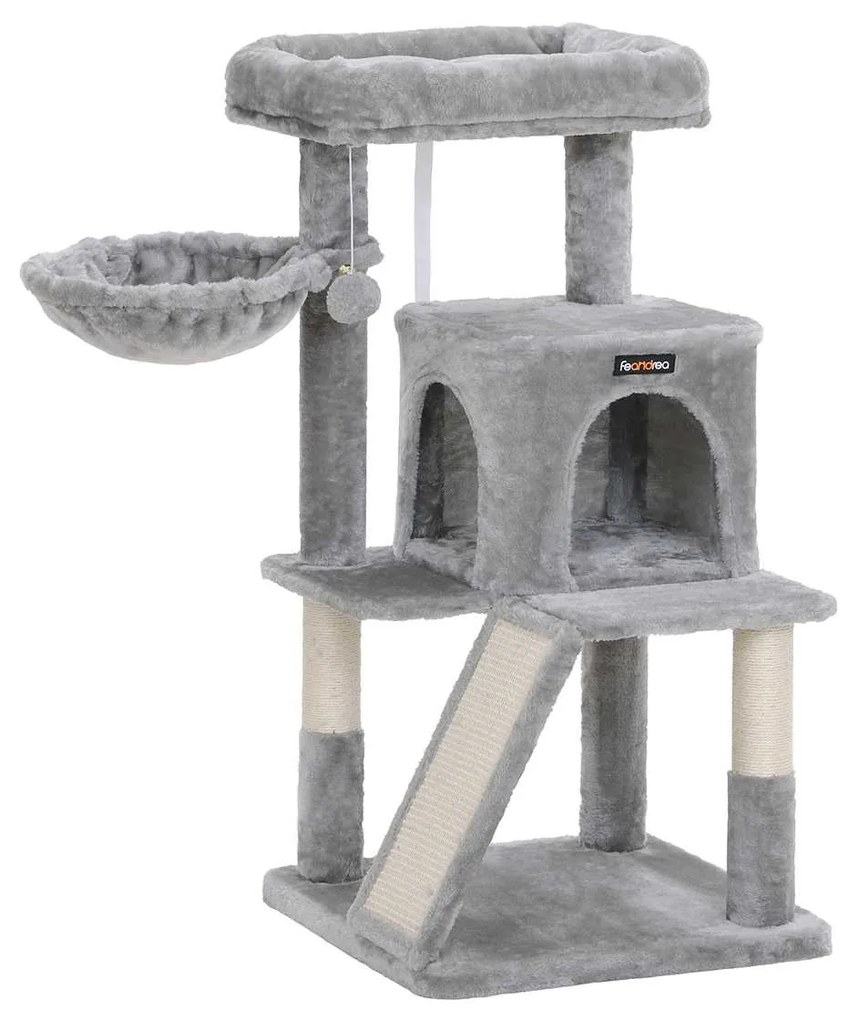 Árvore para gatos FEANDREA, Torre para gatos, Poleiro alargado para gatos grandes, Cinza claro PCT51W