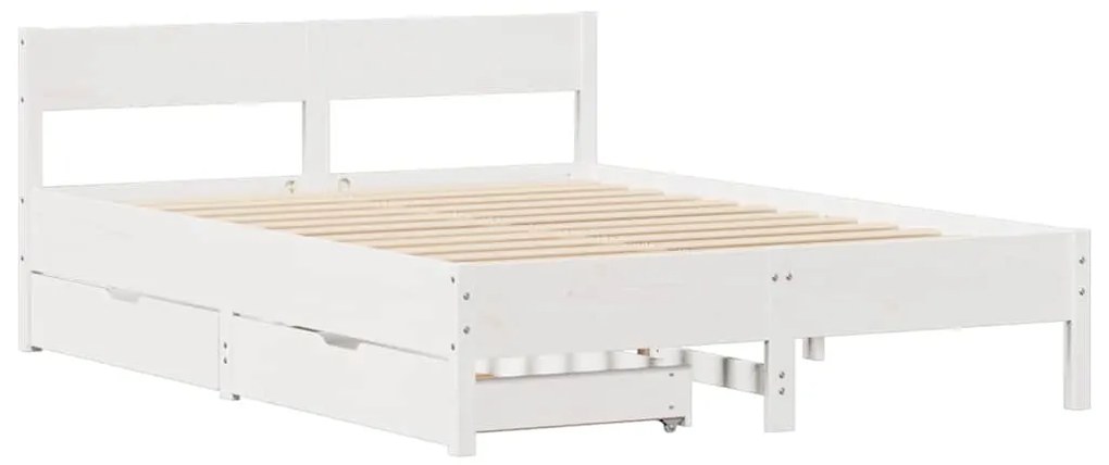 Cama sem colchão 135x190 cm madeira de pinho maciça branco