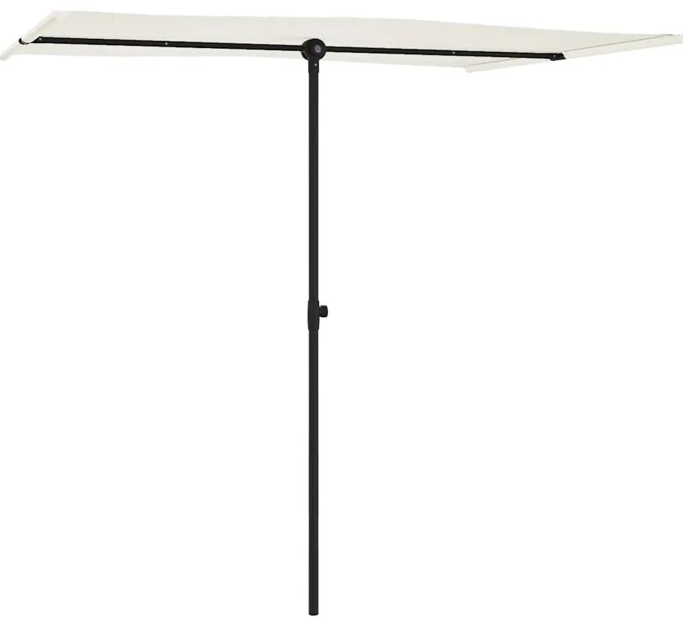 Guarda-sol de jardim c/ poste de alumínio 2x1,5 m branco areia