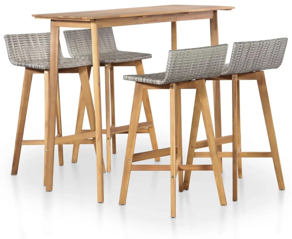 vidaXL 5 pcs conjunto de jantar exterior madeira acácia maciça