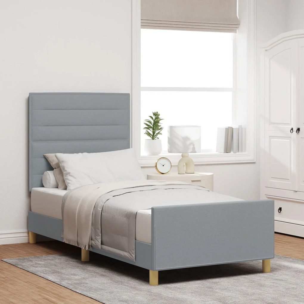 Cama vidaXL Cinza Claro 90x200 cm Tecido