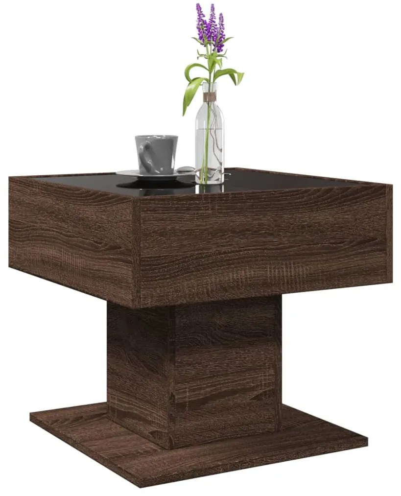 Mesa de centro c/ LEDs 50x50x45 madeira processada