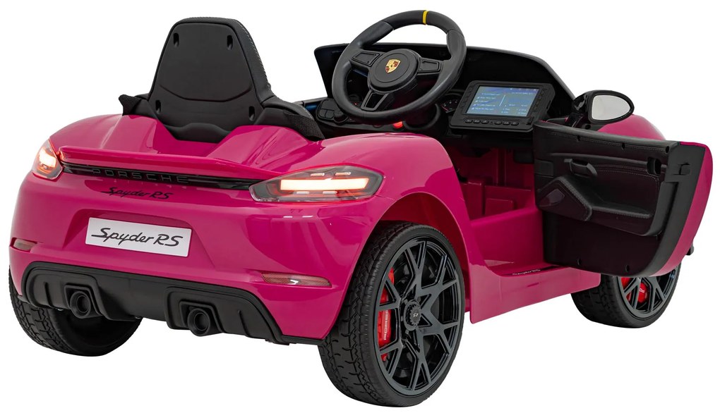 Carro elétrico para Crianças 12V Porsche Spyder RS 718 Com MP4, Rodas Espuma EVA, assento couro ecológico Carga até 30 kg Rosa