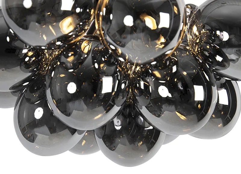 Candeeiro de Teto Design Preto com Vidro Fume 4-luzes - Uvas
