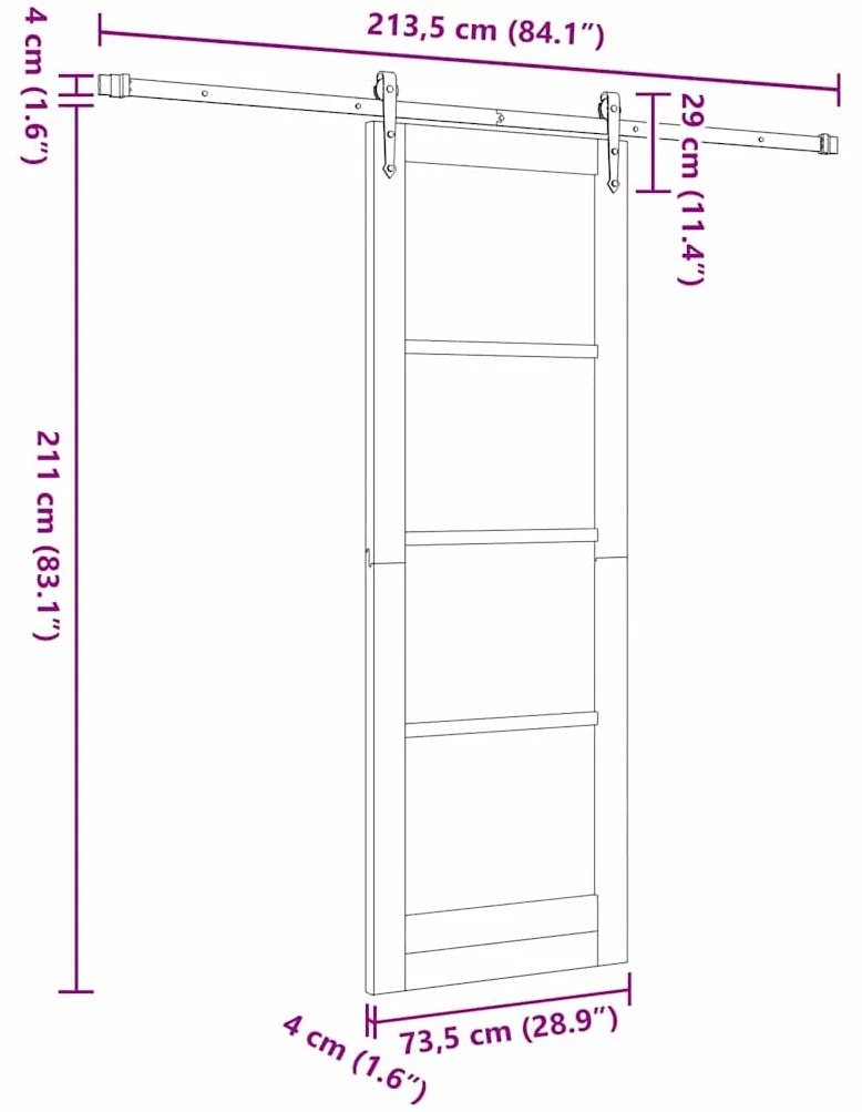 Porta Deslizante vidaXL com Conjunto de Ferragens 'ORKDAL'Branco 73.5x
