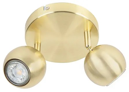 Foco redondo retro em latão com placa de teto 2 luzes - Gissi Moderno