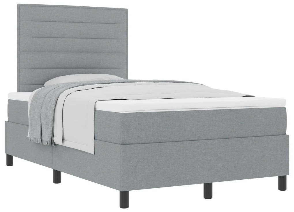 Cama Box com Colchão Cinza Claro 120x200 cm Tecido