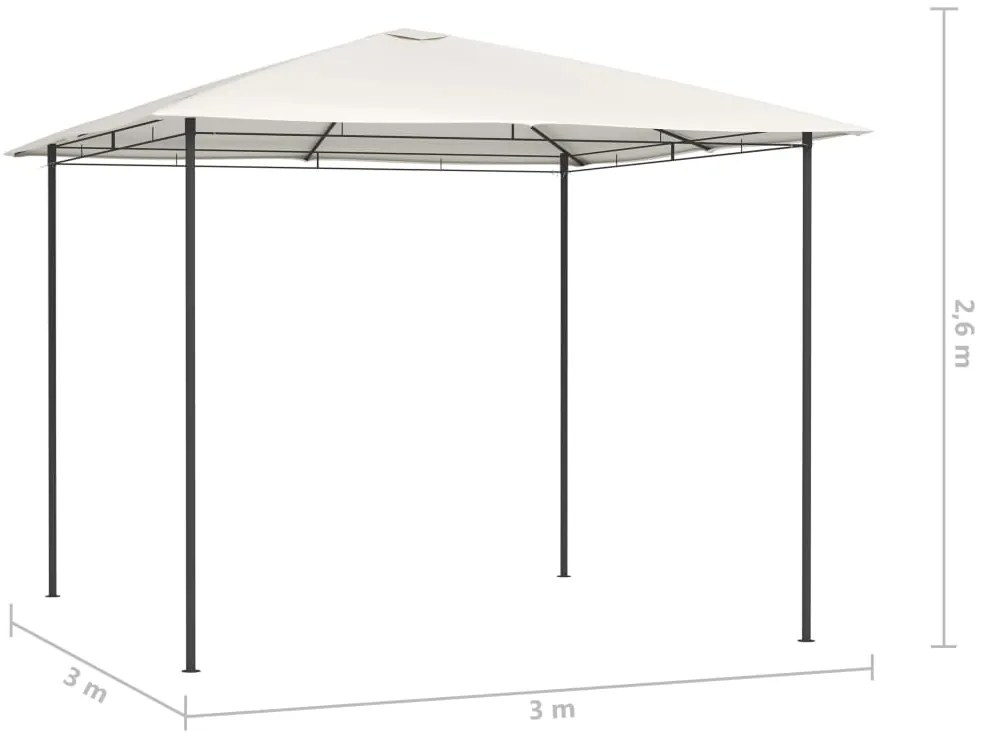 Gazebo 3x3x2,6 m 160 g/m² cor creme