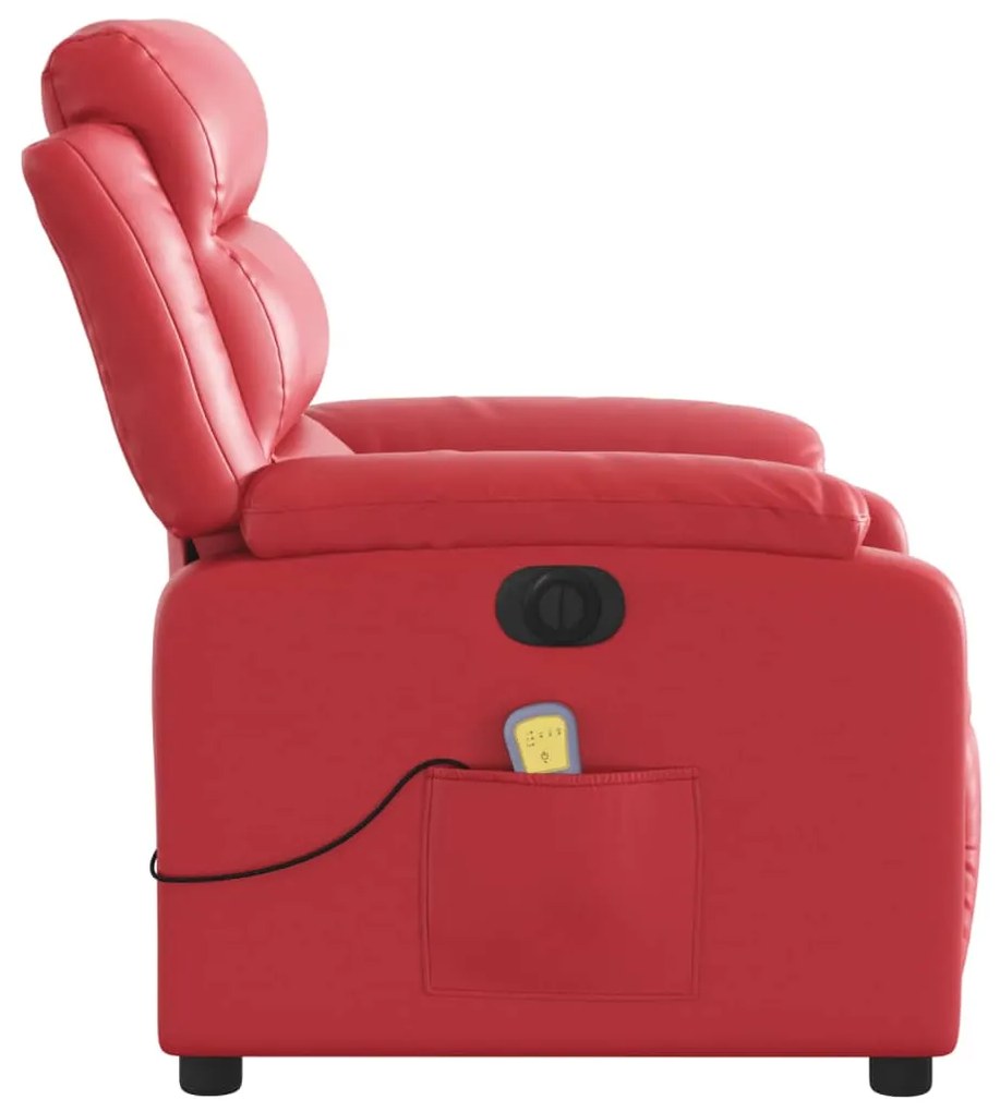 Poltrona massagens reclinável elétrica couro artif. vermelho