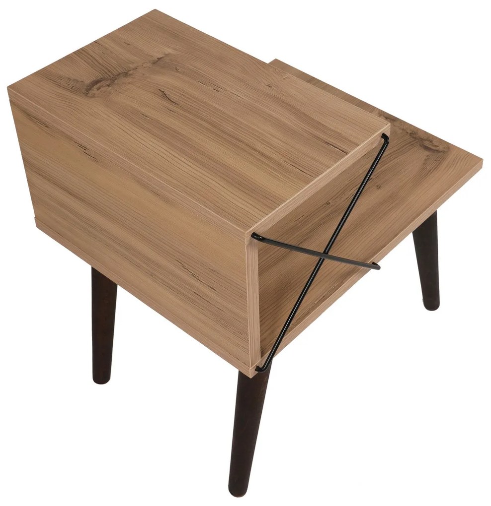 Mesa de Cabeceira "Cross" – Pinho e Faia - 50x40x55 cm – Design Modern