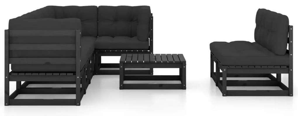 8 pcs conjunto lounge de jardim c/ almofadões pinho maciço