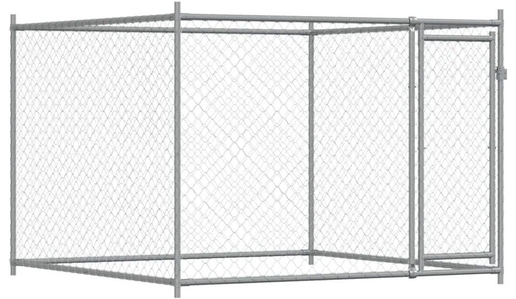 Jaula para cão com porta 4x2x1,5 m aço galvanizado cinzento