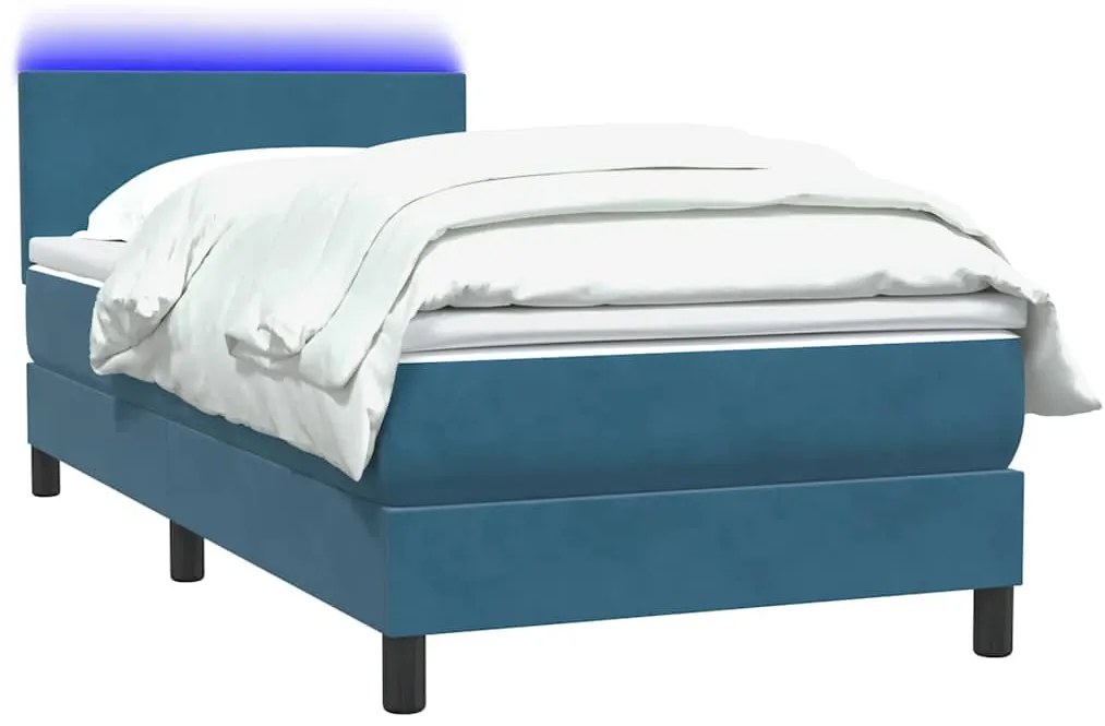Cama com molas/colchão 120x210 cm veludo azul-escuro