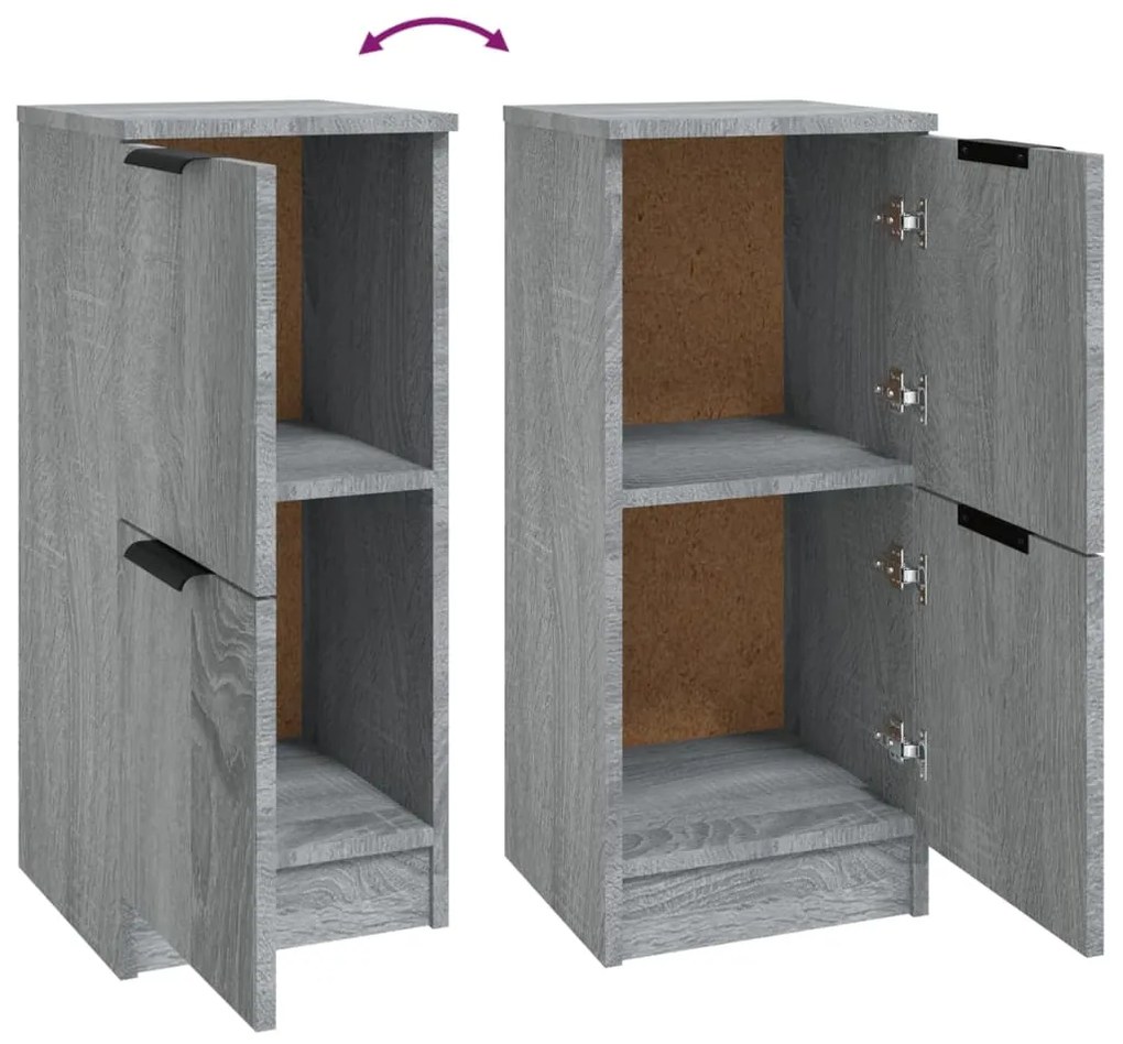 Aparadores 2 pcs 30x30x70 cm madeira processada sonoma cinza