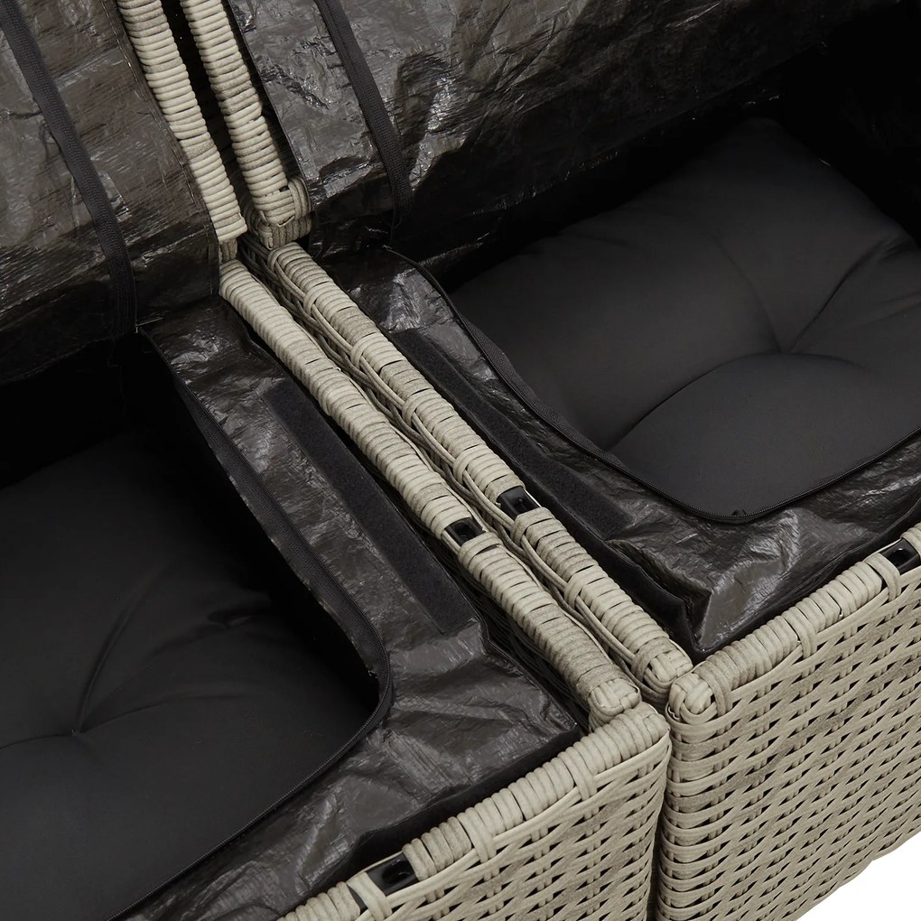 Conjunto de Sofás de Jardim 5 Peças com Almofadas Cinza Claro Rattan P
