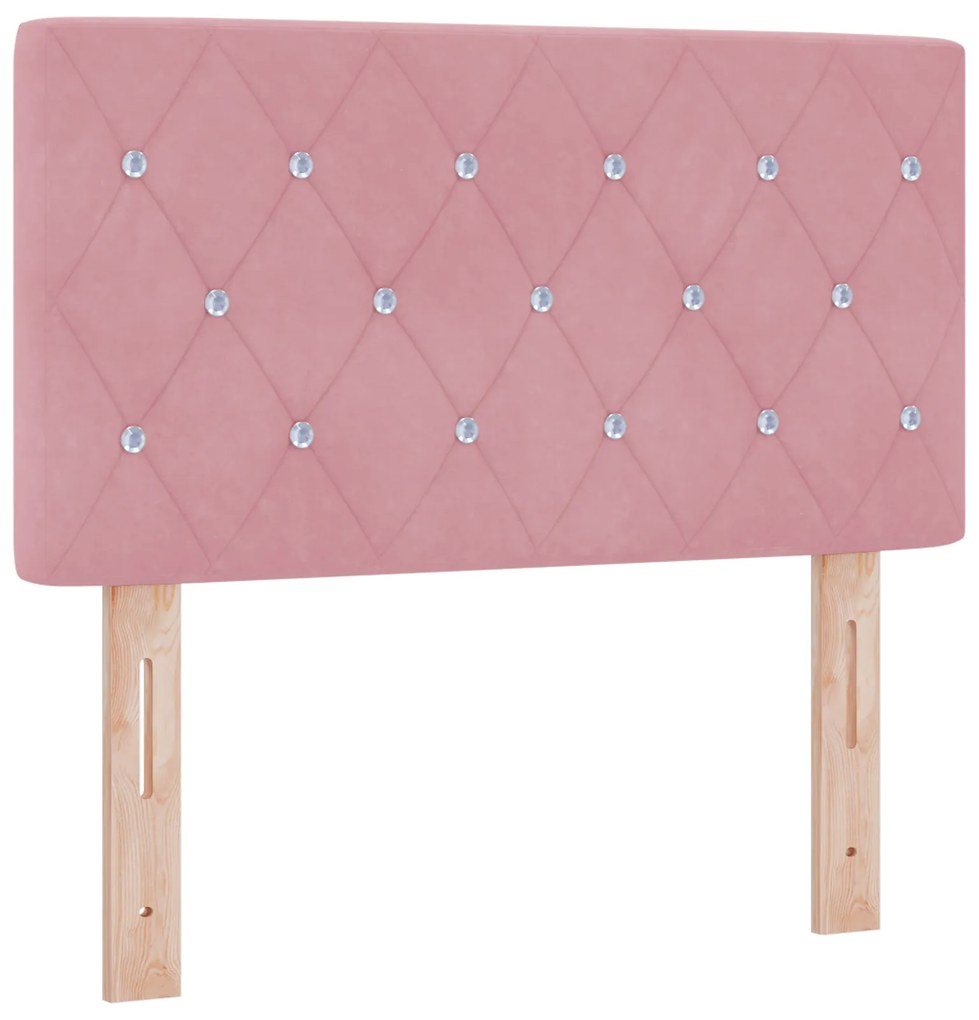 Cama Box Spring vidaXL com Colchão Rosa 80x200 cm Veludo