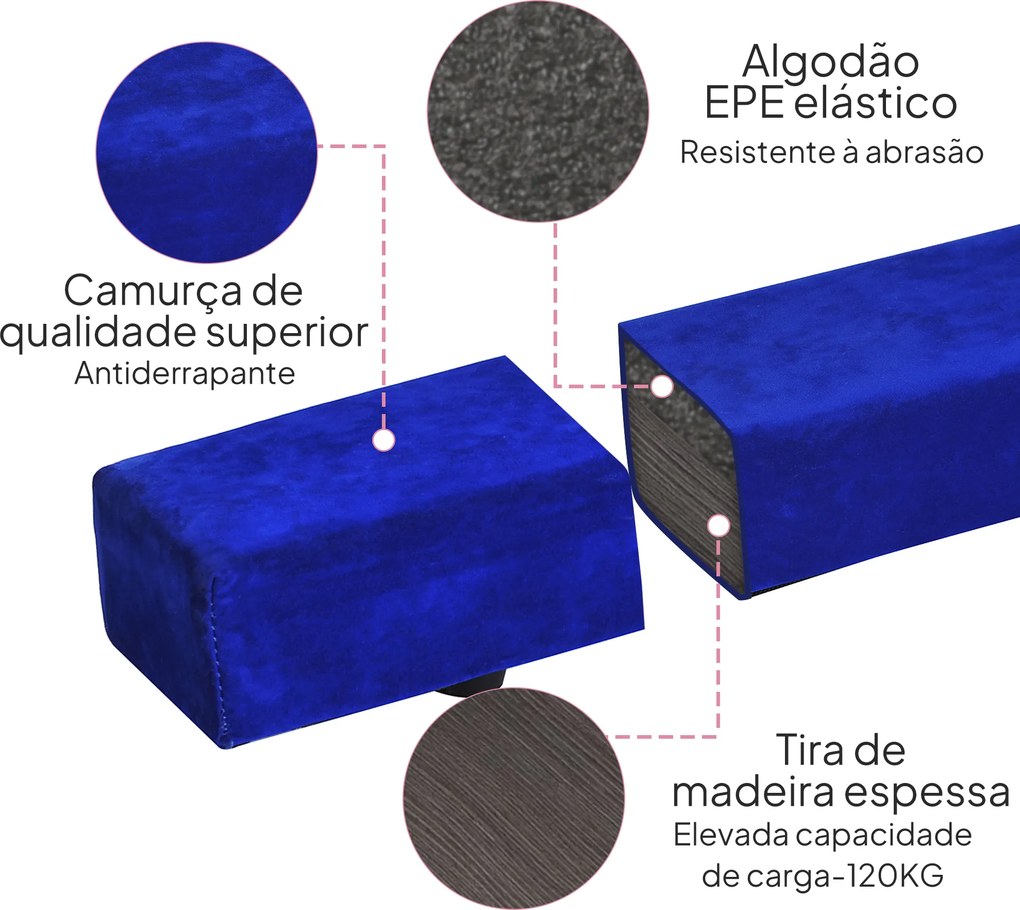 Barra de Equilíbrio Ginástica Dobrável 210 cm Barra de Ginástica Artística para Crianças Iniciantes e Ginastas 210x10x6,5 cm Azul
